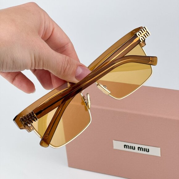 Miu Miu MU10ZS 15T0B7 BRAND NEW Sunglasses Caramel Trasparent Yelllow Square main image 6